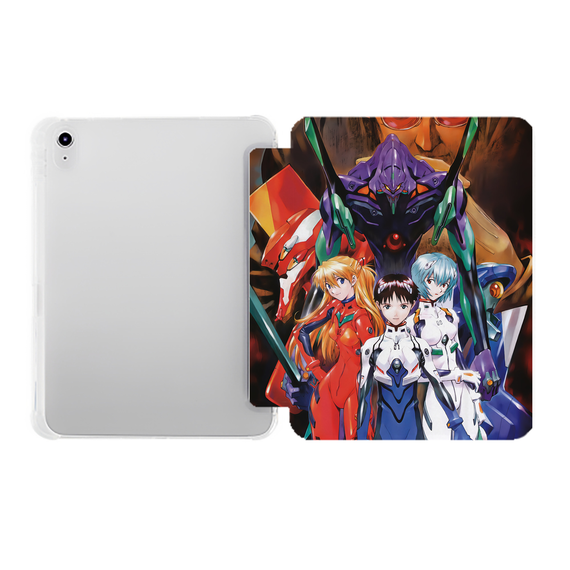 （画像用） EVA 新世紀エヴァンゲリオン IPad ケース ペン収納付き 三つ折りスタンド PUレザー×シリコン 対応機種9.5/10.5/10.9インチ